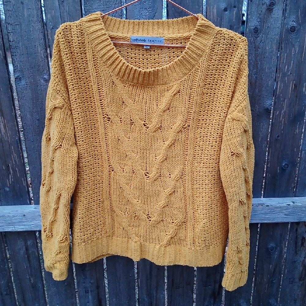 Absolutely Famous Mustard Green Super Soft Knit Long Sleeve Sweater Top